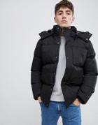 Bellfield Padded Jacket With Removable Hood - Black