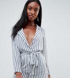 Missguided Tall Striped Belted Tailored Jacket - Multi