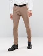 Asos Super Skinny Suit Pants In Oatmeal - Beige