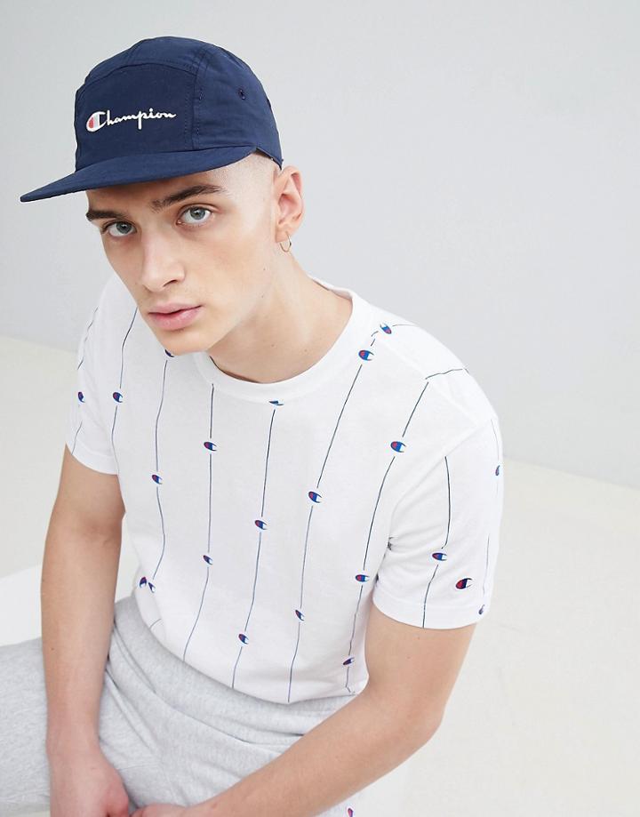 Champion 5 Panel Cap With Logo In Navy - Navy