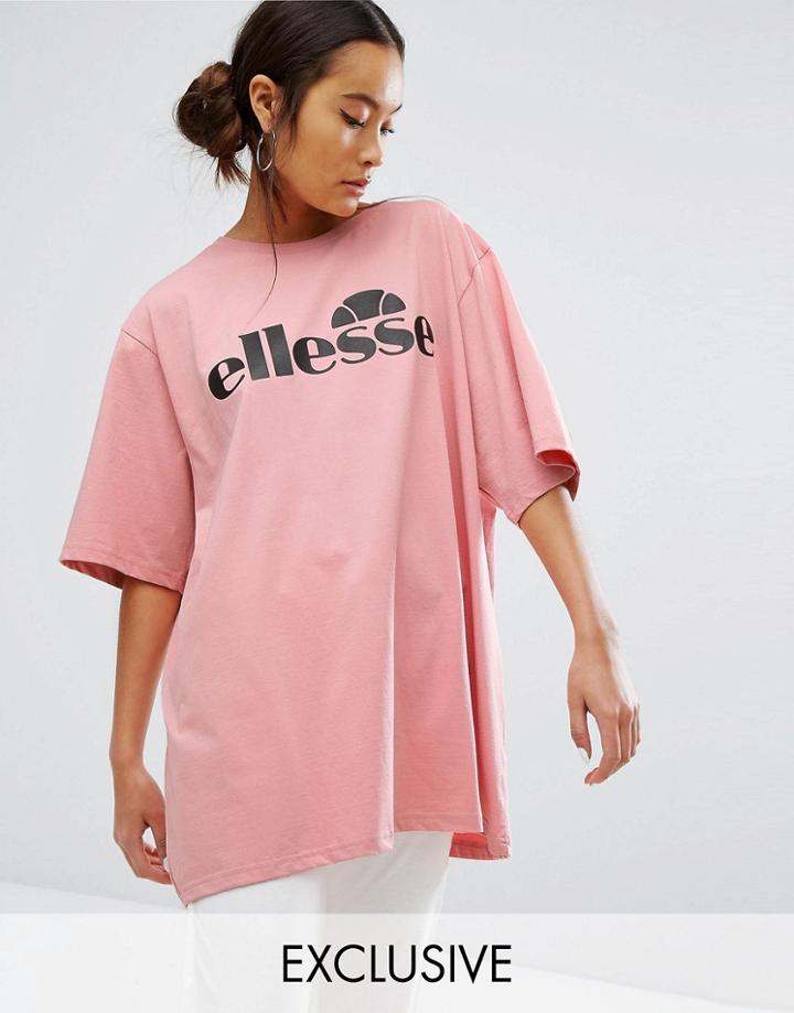 Ellesse Oversized T-shirt With Contrast Logo - Pink