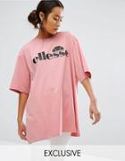 Ellesse Oversized T-shirt With Contrast Logo - Pink