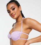 Asyou Underwired Ruched Bandeau Bikini Top In Lilac - Part Of A Set-purple