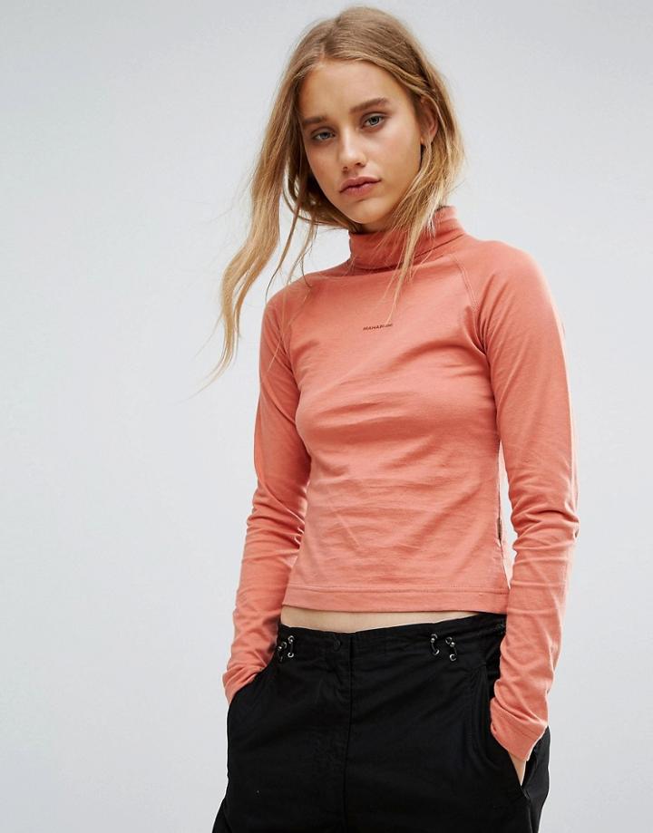 Maharishi Organic Cotton High Neck Long Sleeve Track Top With Logo - Orange