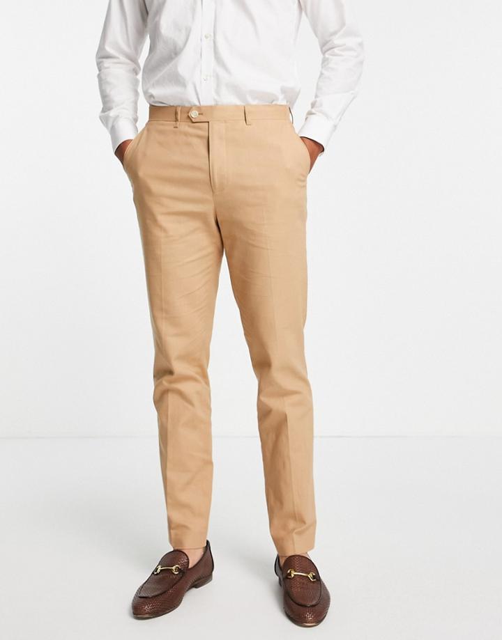 Gianni Feraud Wedding Linen Slim Fit Suit Pants-neutral