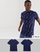 Threadbare 2 Pack Fruit Print T-shirt - Navy