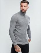 New Look Roll Neck Knitted Sweater In Gray Marl - Gray
