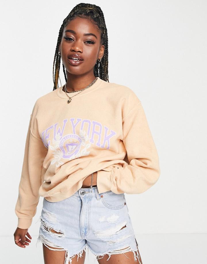 Miss Selfridge New York Varsity Sweatshirt-orange