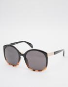 Asos Retro Sandwich Sunglasses In Mixed Frame - Tort And Black