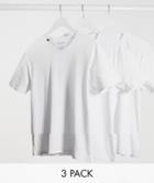Selected Homme 3 Pack Crew Neck T-shirt In White