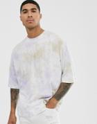 Asos Design Oversized T-shirt With Half Sleeve In Pastel Tie Dye Wash - Multi