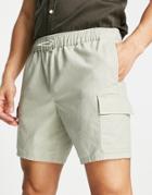 Asos Design Cargo Slim Shorts In Beige-neutral
