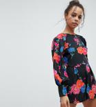 Asos Petite Tea Romper In Floral Print - Multi