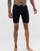 Asos Design Lounge Megging Shorts In Black With Branded Waistband - Black
