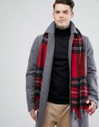 Heart & Dagger Scarf In Check - Red