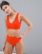 Noisy May Seersucker Bikini Top - Orange