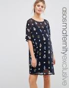 Asos Maternity Geo Embellished Mini Dress - Navy