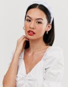 Asos Design Flat Padded Headband In Pastel Check Gingham Print - Blue