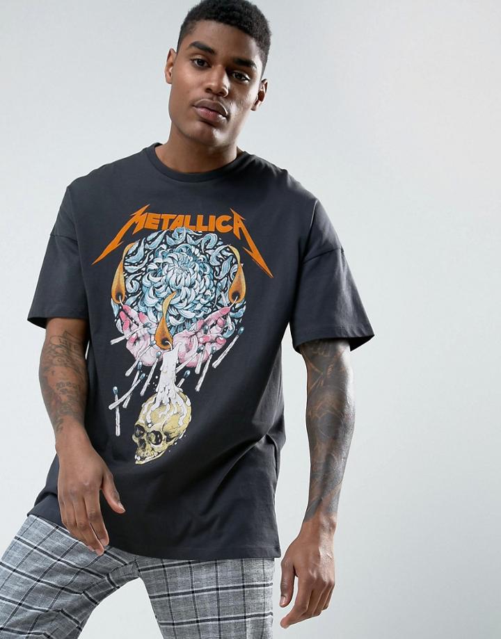 Asos Metallica Oversized Band T-shirt - Gray