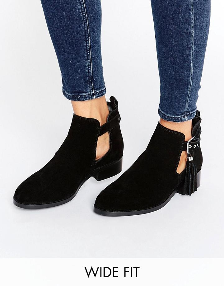 Asos Audrina Wide Fit Suede Tassle Boots - Black