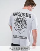 Hnr Ldn Plus Rose Back Print T-shirt - Gray