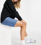 Urban Bliss Maternity High Waist Denim Longline Shorts In Mid Wash-blues