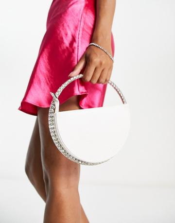 Public Desire The Alessia Jewel Clutch Bag In White Croc