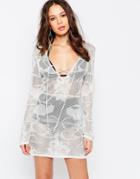 Melissa Odabash Crochet Dress With Lace Up Detail - Silver