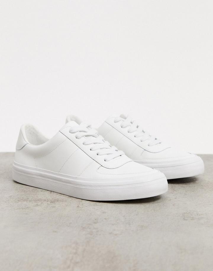 Asos Design Dayna Leather Lace Up Sneakers In White