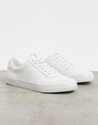 Asos Design Dayna Leather Lace Up Sneakers In White