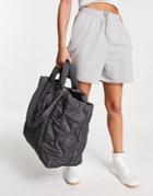 Topshop Puffy Onion Quilt Large Tote-black