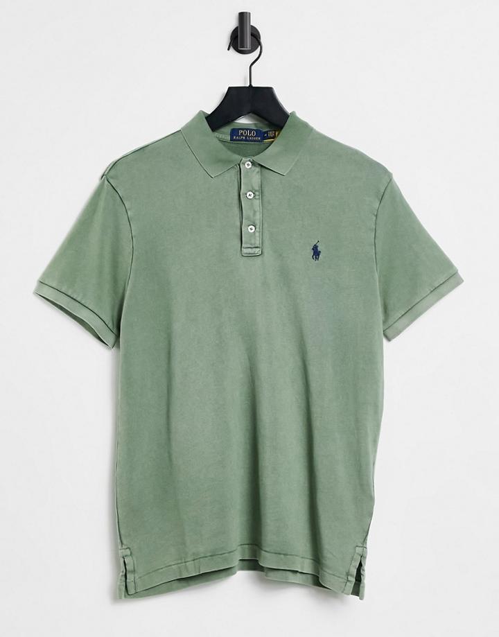 Polo Ralph Lauren Spa Terry Logo Polo Shirt In Cargo Green