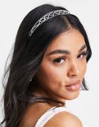 Asos Design Valentines Headband With Heart Detail In Diamante-silver