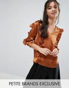 White Cove Petite Ruffle Detail Blouse - Orange