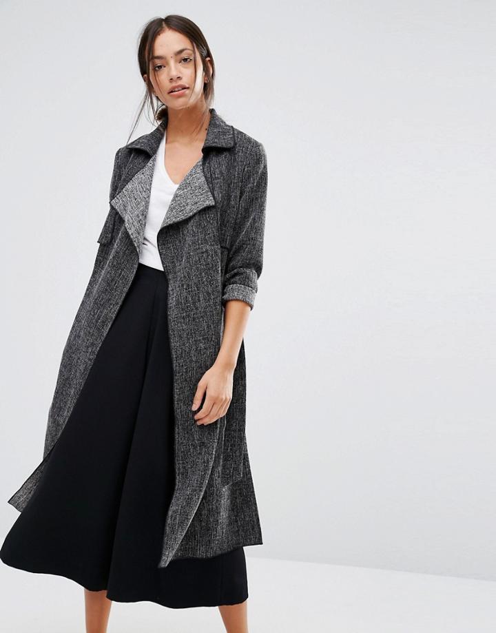 New Look Side Split Duster Coat - Black
