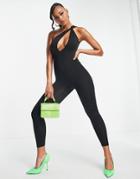 Rebellious Fashion Knot Strap Jumpsuit In Black