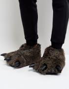 Asos Claw Slippers In Charcoal - Black