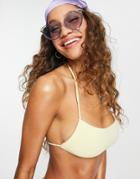 Bershka Towelling Backless Bandeau Bikini Top In Yellow - Part Of A Set