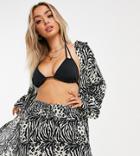 Iisla & Bird Exclusive Oversized Beach Shirt In Animal Print-multi
