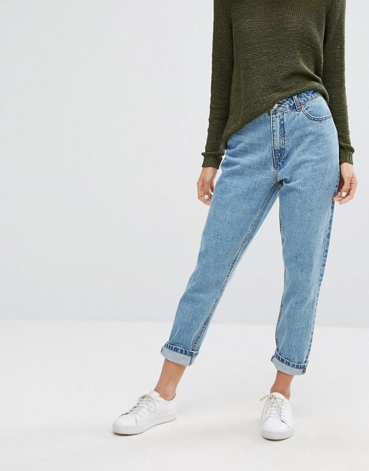 Only Vintage Wash Mom Jean - Blue