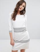 Vila Striped 3/4 Sleeve Dress - White