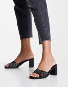 New Look Mesh Embellished Mules With Block Heel In Black