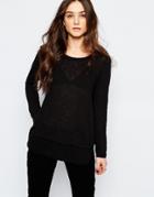 Only Jessy Top With Chiffon Hem - Black