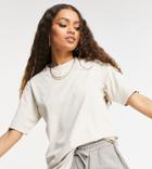 Asos Design Petite Oversized T-shirt In Washed Stone-neutral