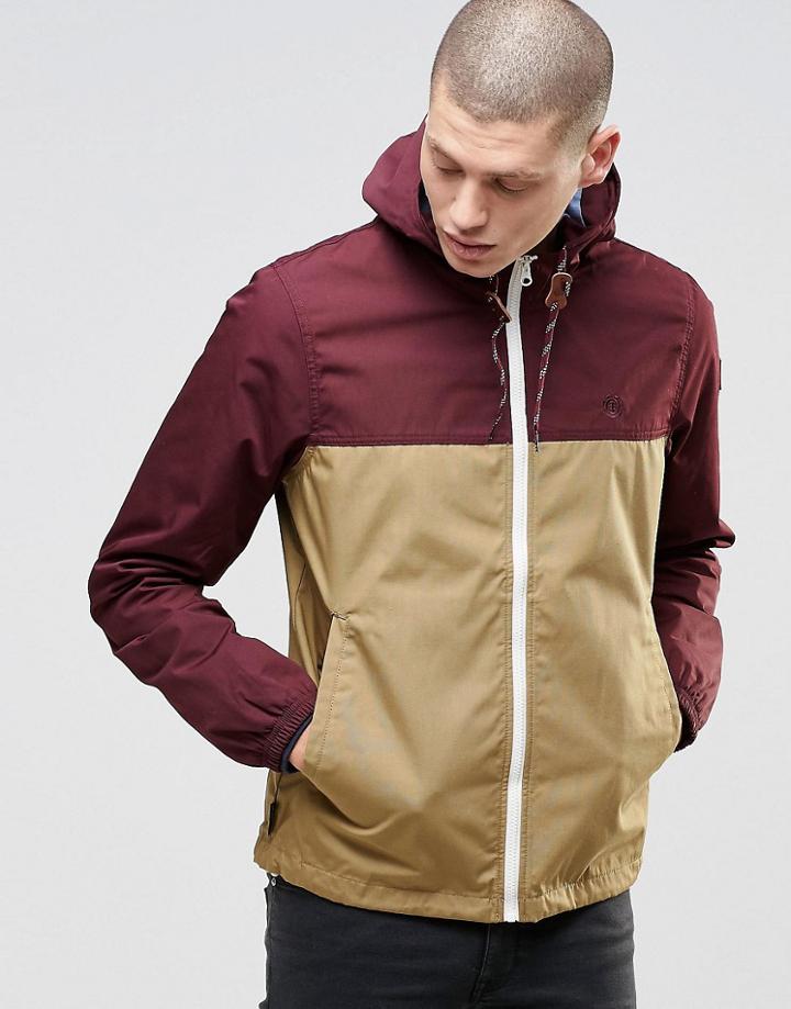 Element Alder Jacket With Hood In Color Block - Brown Purple