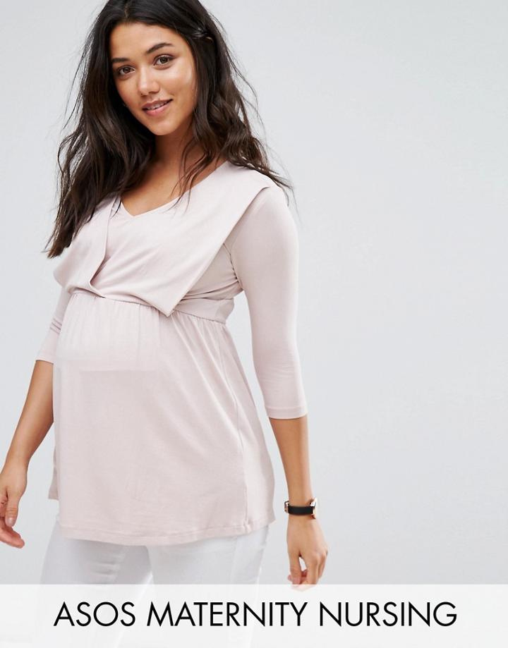 Asos Maternity Nursing Drape Front Top - Pink
