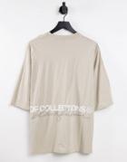 Asos Dark Future Oversized T-shirt With Back Logo Print In Neutral