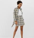 Monki Check Mini Twill Skirt In Beige - Beige