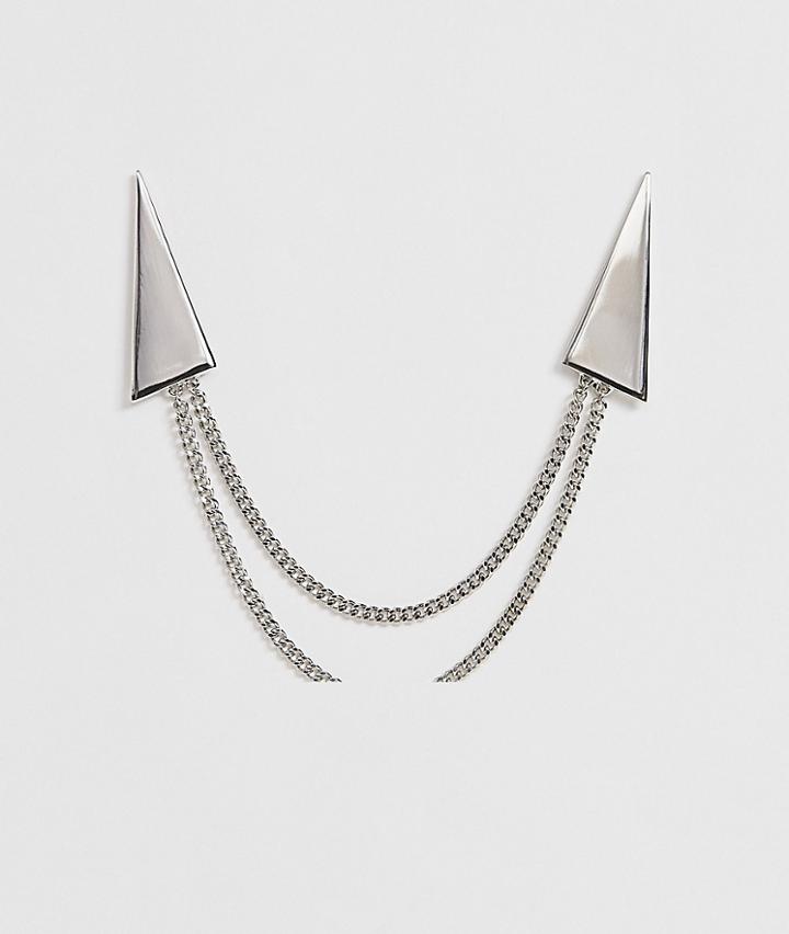 Asos Design Minimal Triangle Collar Tips In Silver Tone - Gold