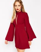 Asos Turtleneck A Line Shift Dress - Oxblood
